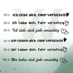 Rückspiegel Aufkleber Auto „Ich liebe dich, fahr vorsichtig“