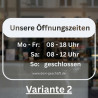 Öffnungszeiten Aufkleber individuell | Schaufenster Beschriftung